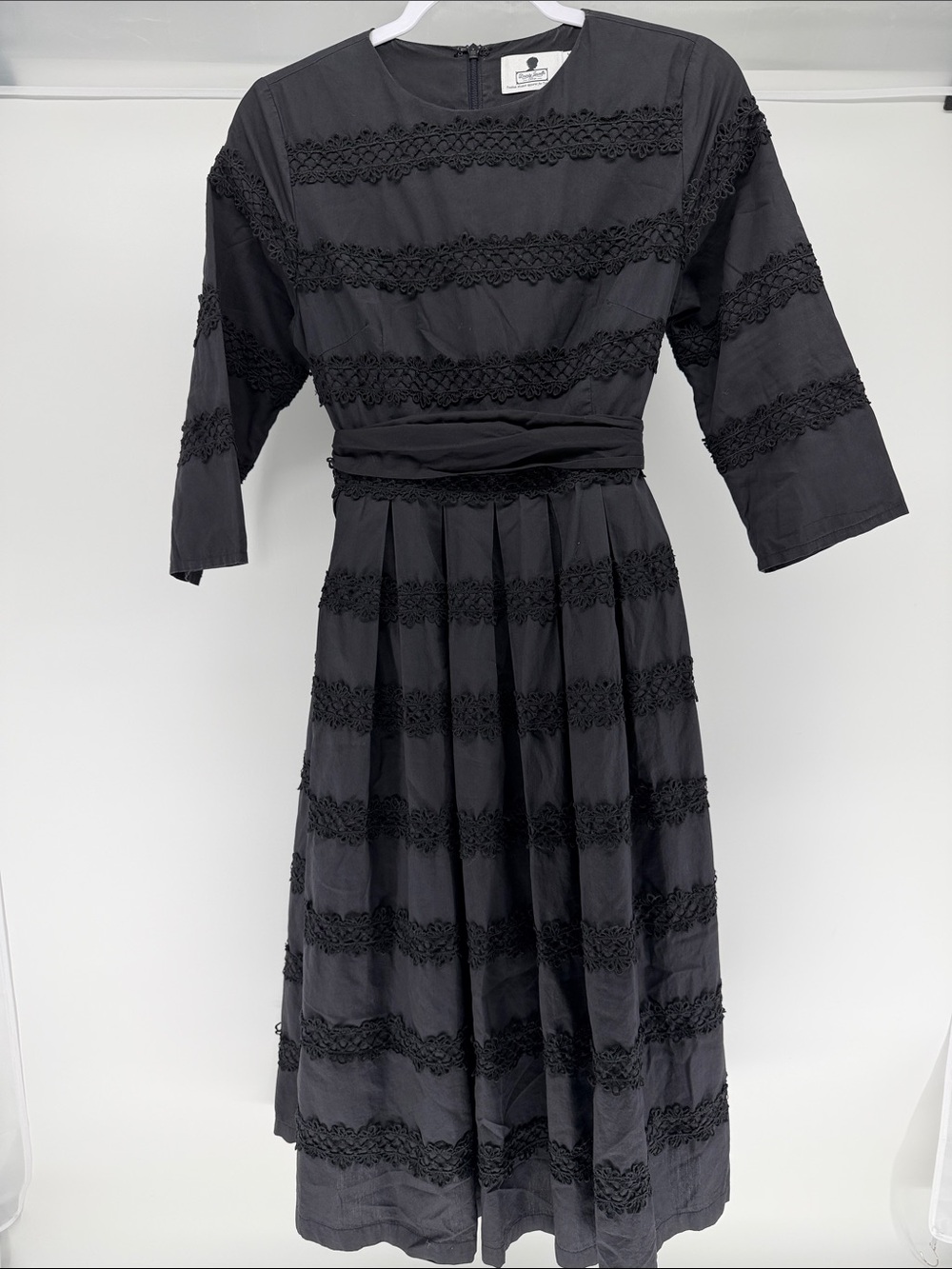 Dainty Jewells Black Lace-Trim Midi Dress